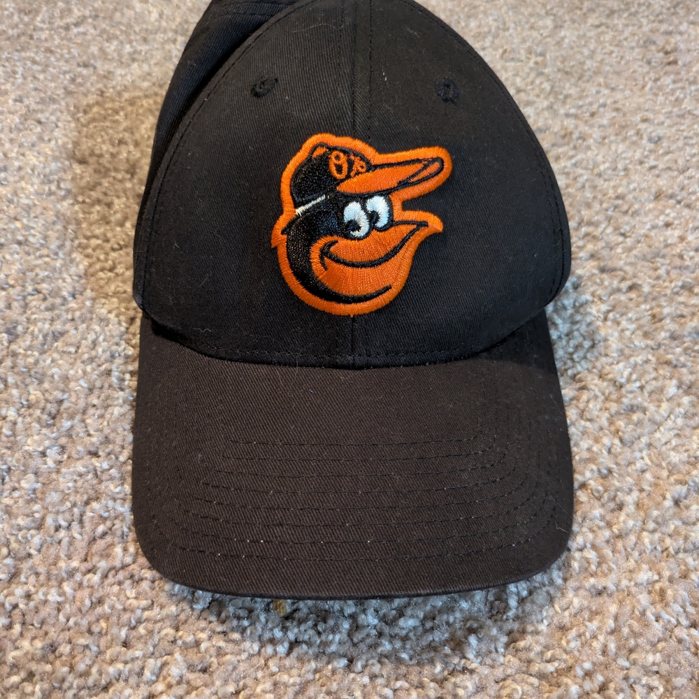 Black Baseball Cap with Orange Logo